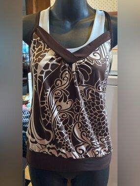 Women’s Brown and Cream Printed Tank Top by Styles